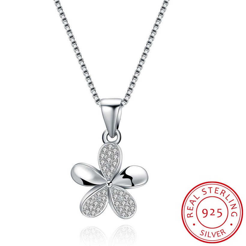 Wholesale 925 Silver Five Grass CZ Necklace TGSSN149 5