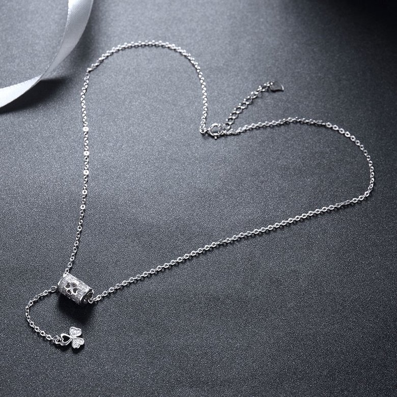 Wholesale Fashion 925 Sterling Silver Clover CZ Necklace TGSSN150 2