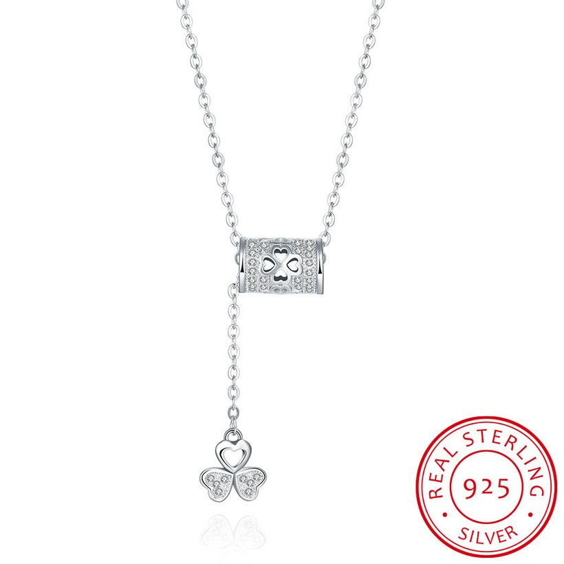 Wholesale Fashion 925 Sterling Silver Clover CZ Necklace TGSSN150 5