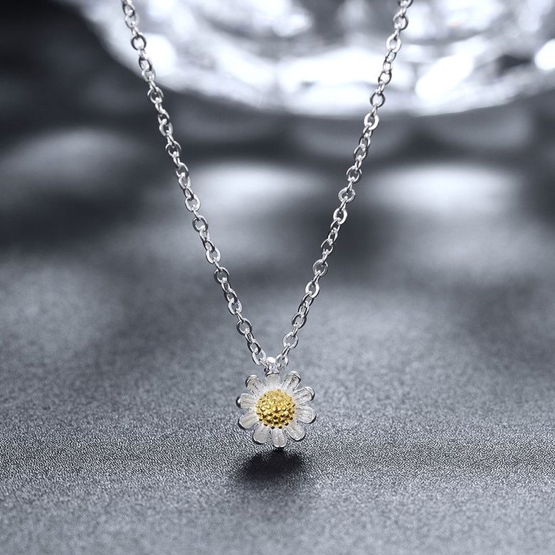 Wholesale 925 Silver Chrysanthemum Necklace TGSSN157 3