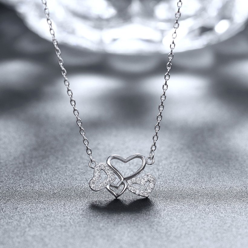 Wholesale 925 Silver Heart CZ Necklace TGSSN158 3