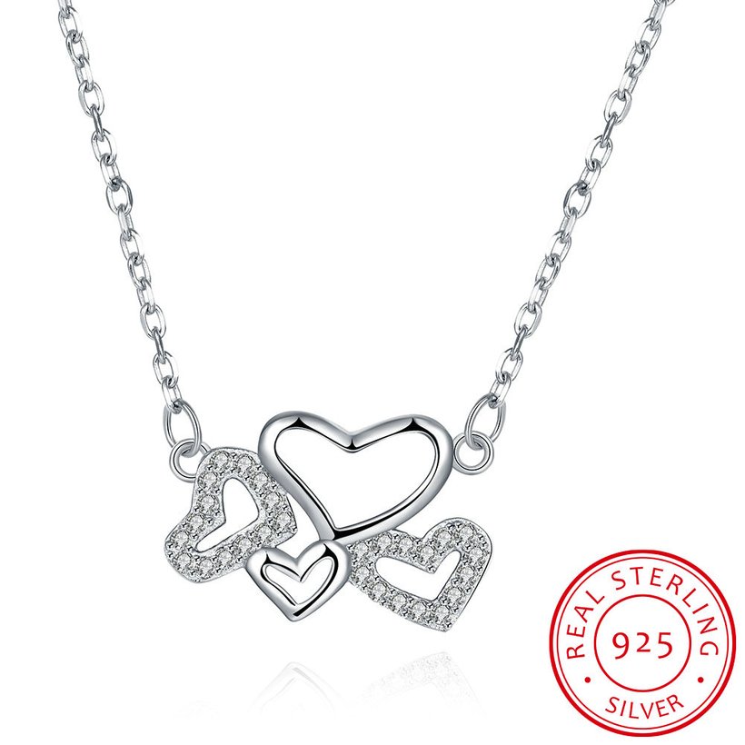 Wholesale 925 Silver Heart CZ Necklace TGSSN158 5