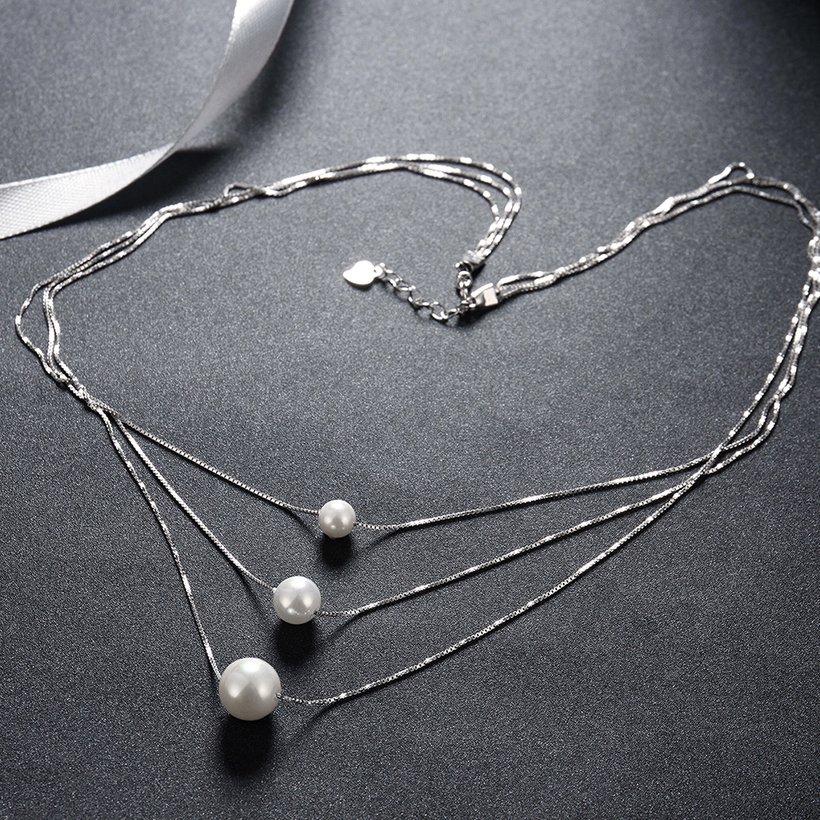 Wholesale Trendy 925 Sterling Silver Pearl Necklace TGSSN006 2