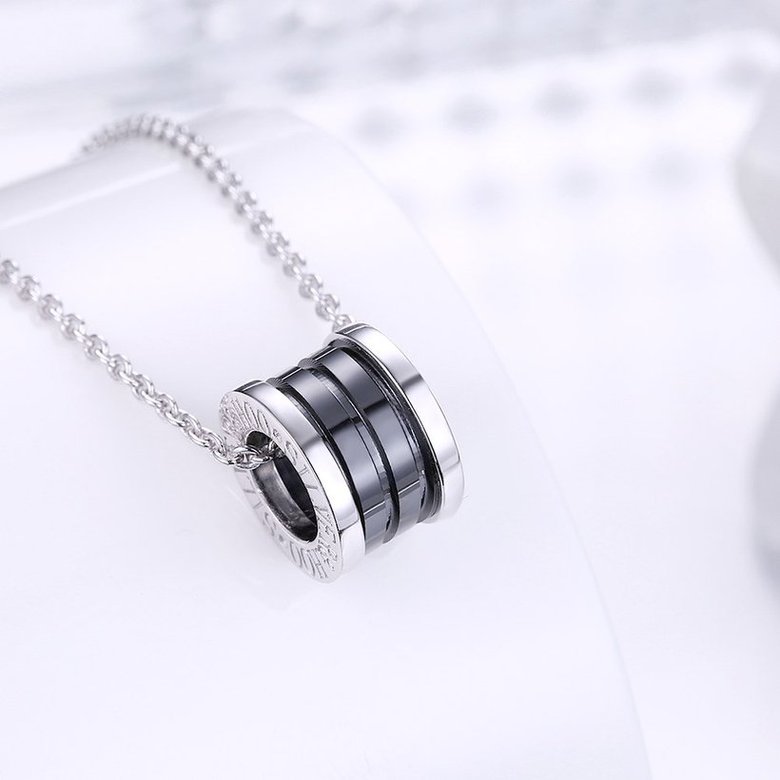 Wholesale Trendy 925 Sterling Silver Round Black Ceramic Necklace TGSSN007 1