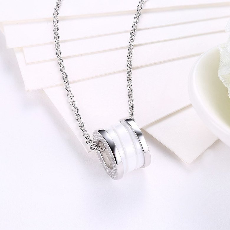 Wholesale Trendy 925 Sterling Silver Round White Ceramic Necklace TGSSN008 2