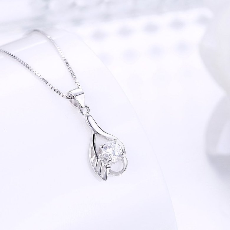 Wholesale Fashion 925 Sterling Silver CZ Wing Necklace TGSSN012 1