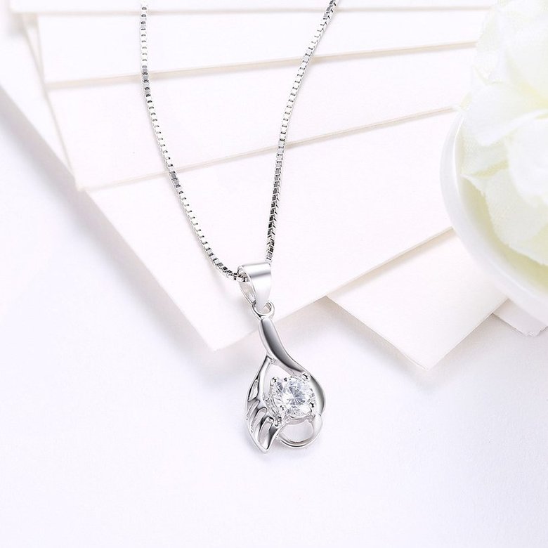 Wholesale Fashion 925 Sterling Silver CZ Wing Necklace TGSSN012 2