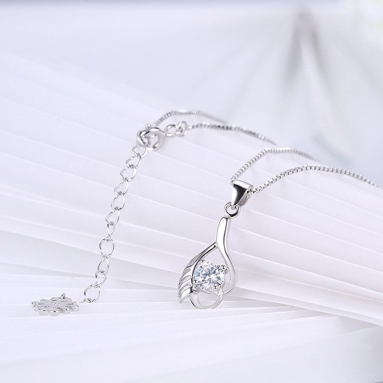 Wholesale Fashion 925 Sterling Silver CZ Wing Necklace TGSSN012 3