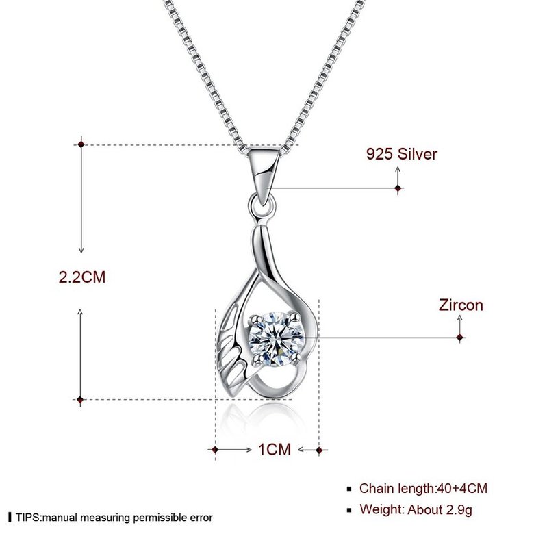 Wholesale Fashion 925 Sterling Silver CZ Wing Necklace TGSSN012 4