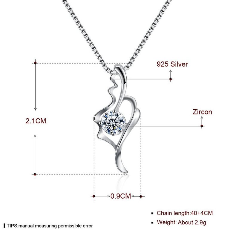 Wholesale Fashion 925 Sterling Silver CZ Romantic Necklace TGSSN014 4
