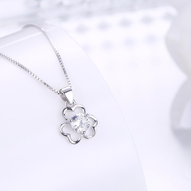 Wholesale Trendy 925 Sterling Silver CZ Flower Necklace TGSSN016 1