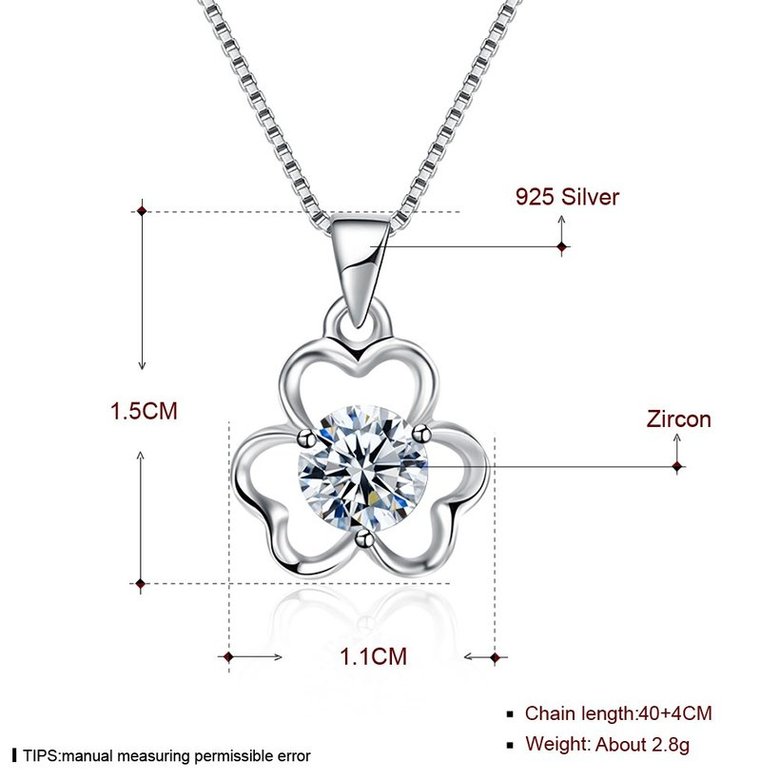 Wholesale Trendy 925 Sterling Silver CZ Flower Necklace TGSSN016 4