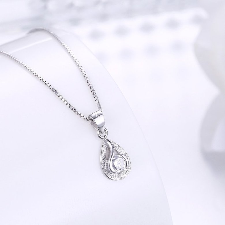 Wholesale Trendy 925 Sterling Silver Water Drop CZ Necklace TGSSN022 1