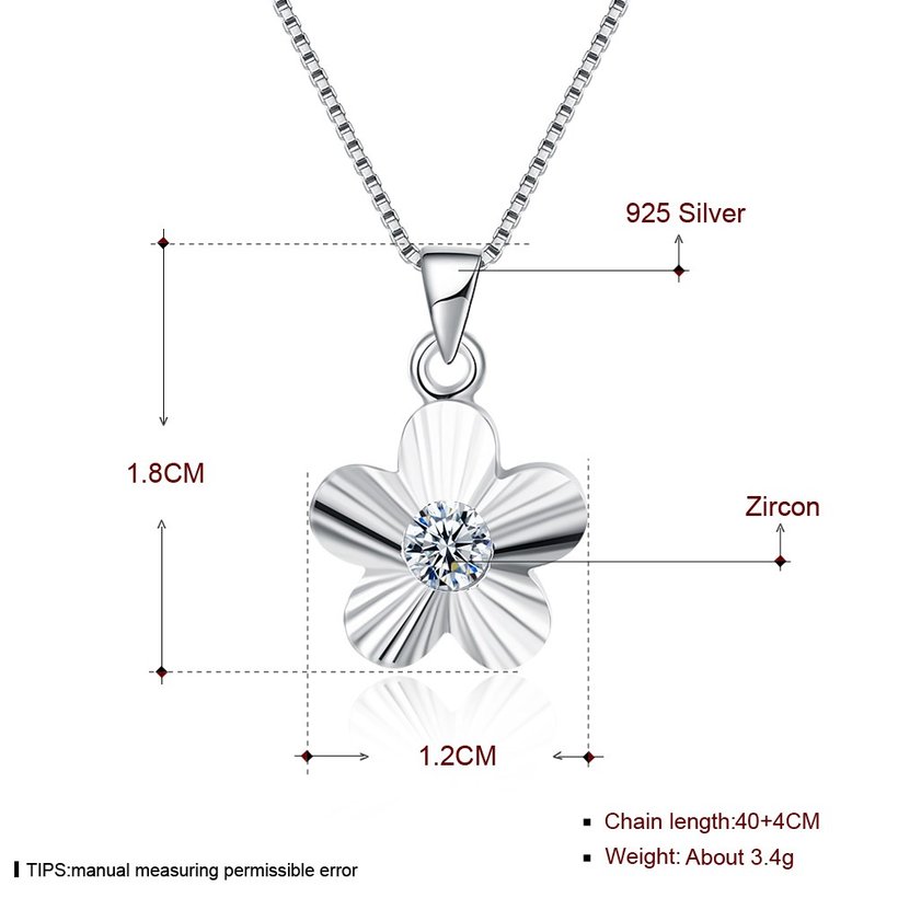 Wholesale Trendy 925 Sterling Silver Flower CZ Necklace TGSSN026 4