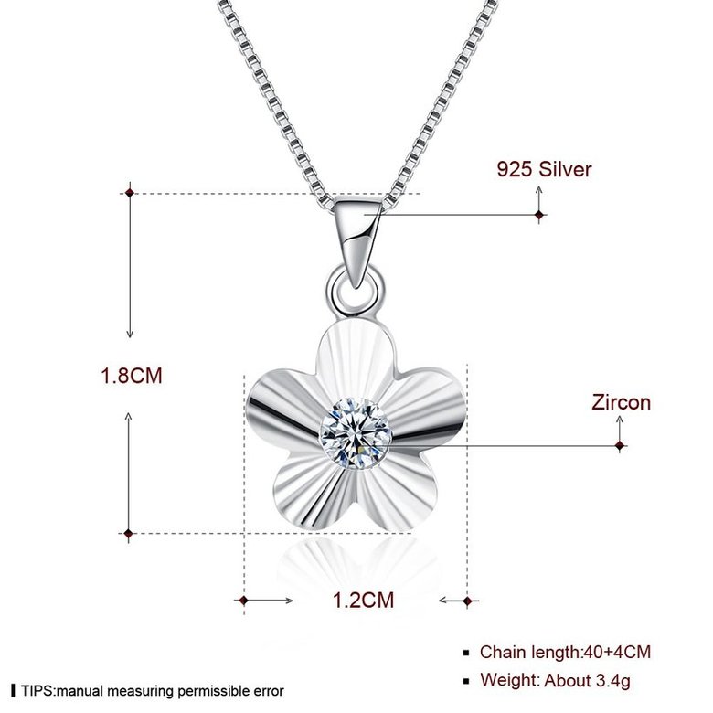 Wholesale Trendy 925 Sterling Silver Flower CZ Necklace TGSSN026 4