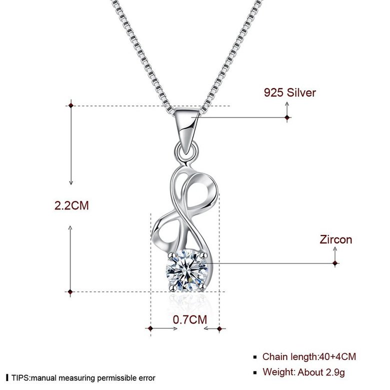 Wholesale Fashion 925 Sterling Silver CZ Necklace TGSSN028 4
