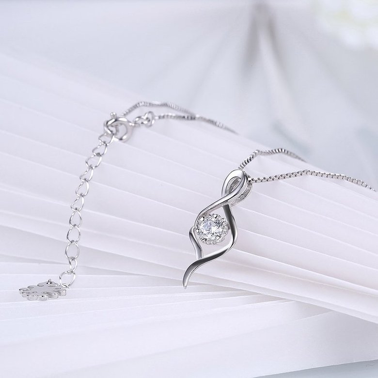 Wholesale Trendy 925 Sterling Silver CZ Necklace TGSSN030 3