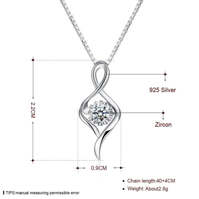 Wholesale Trendy 925 Sterling Silver CZ Necklace TGSSN030 4