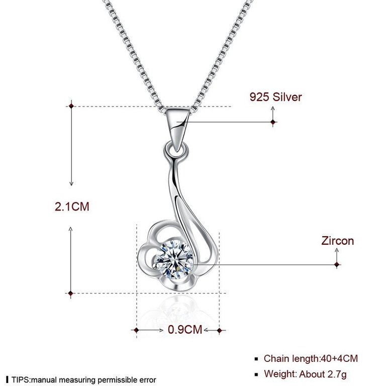 Wholesale Fashion 925 Sterling Silver CZ Necklace TGSSN032 4