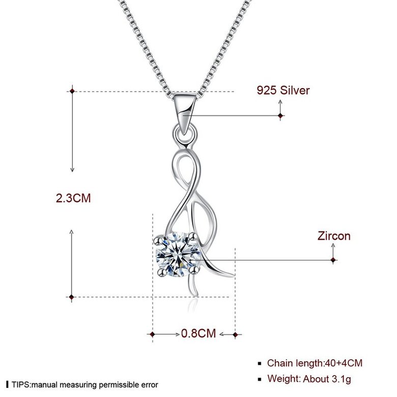 Wholesale Trendy 925 Sterling Silver CZ Necklace TGSSN034 4