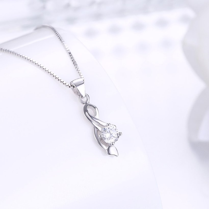 Wholesale Trendy 925 Sterling Silver Plant CZ Necklace TGSSN040 1