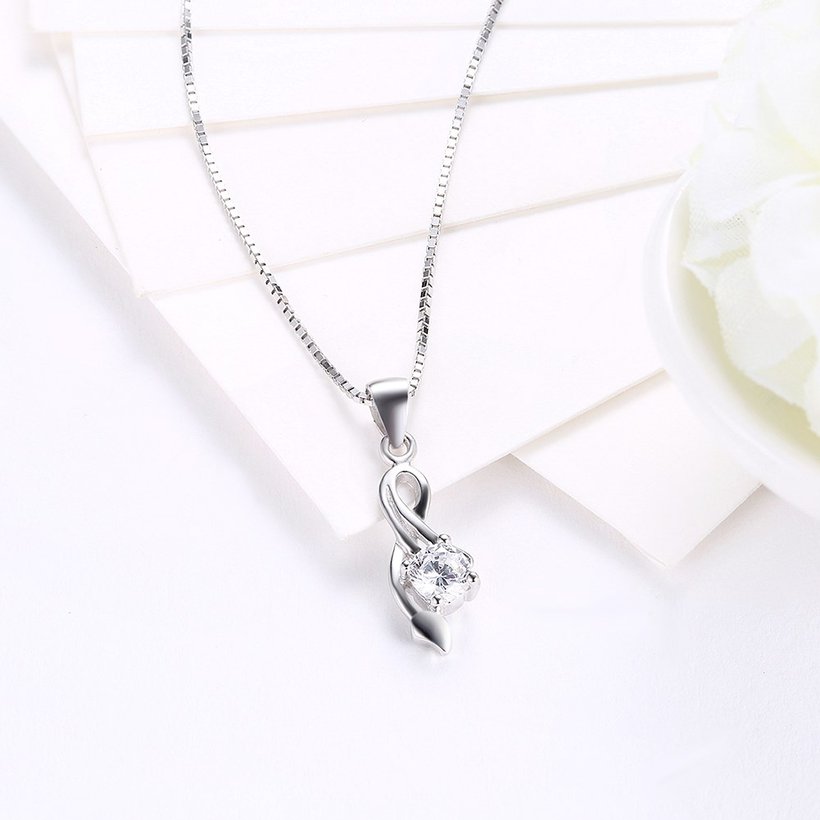 Wholesale Trendy 925 Sterling Silver Plant CZ Necklace TGSSN040 2