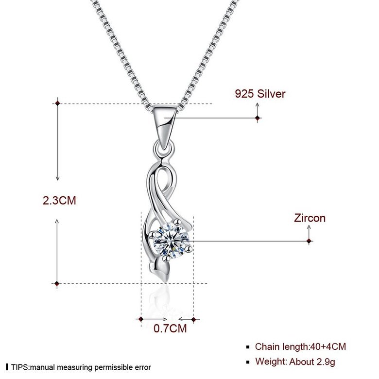 Wholesale Trendy 925 Sterling Silver Plant CZ Necklace TGSSN040 4