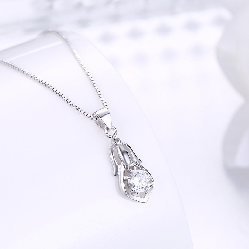 Wholesale Trendy 925 Sterling Silver CZ Necklace TGSSN044 1