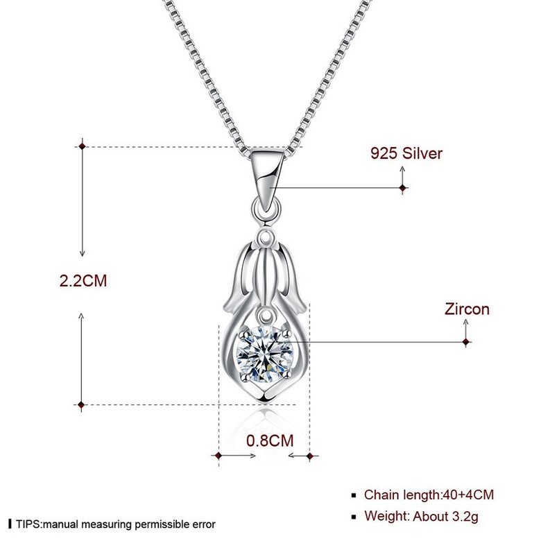 Wholesale Trendy 925 Sterling Silver CZ Necklace TGSSN044 4