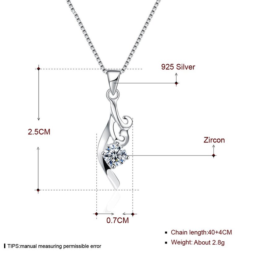 Wholesale Fashion 925 Sterling Silver CZ Necklace TGSSN045 4