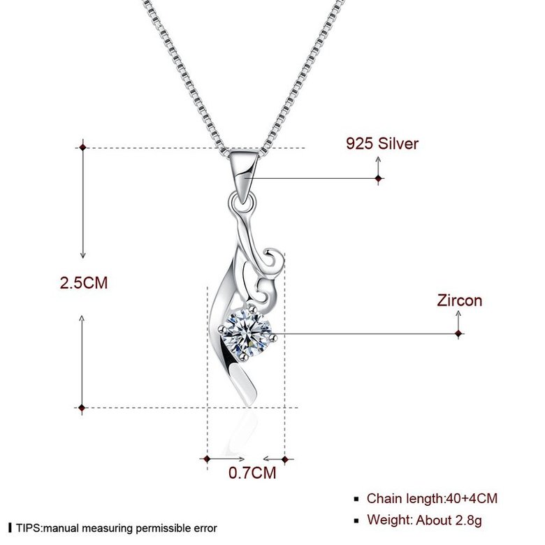 Wholesale Fashion 925 Sterling Silver CZ Necklace TGSSN045 4