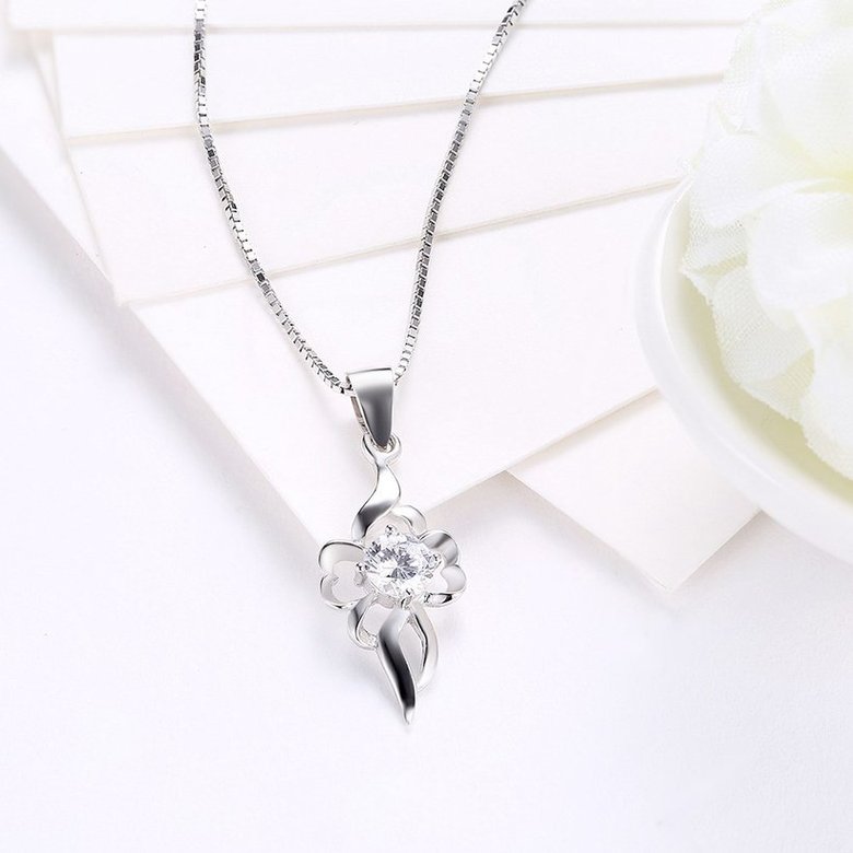 Wholesale Trendy 925 Sterling Silver CZ Necklace TGSSN047 2