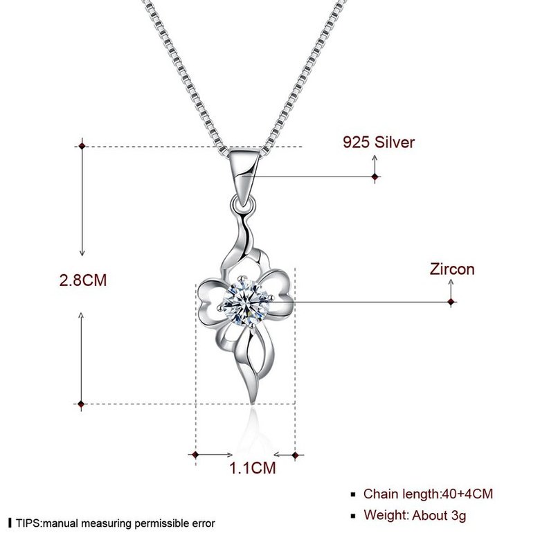 Wholesale Trendy 925 Sterling Silver CZ Necklace TGSSN047 4