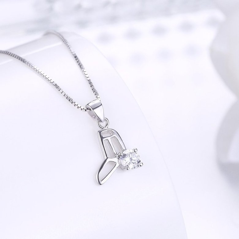Wholesale Trendy 925 Sterling Silver Geometric CZ Necklace TGSSN049 1