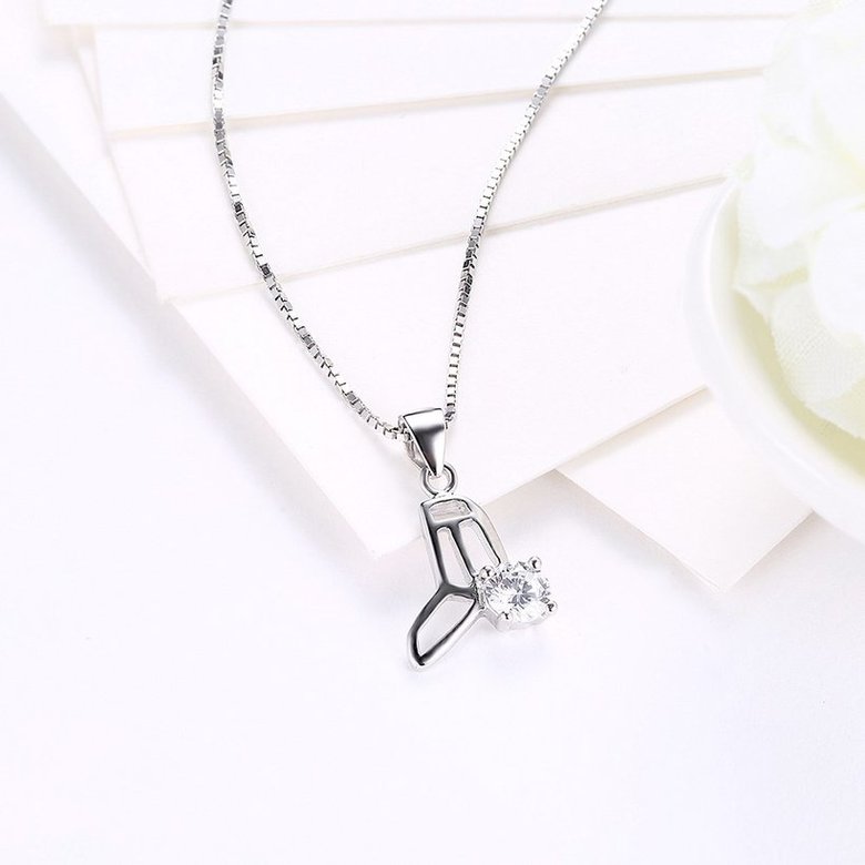 Wholesale Trendy 925 Sterling Silver Geometric CZ Necklace TGSSN049 2
