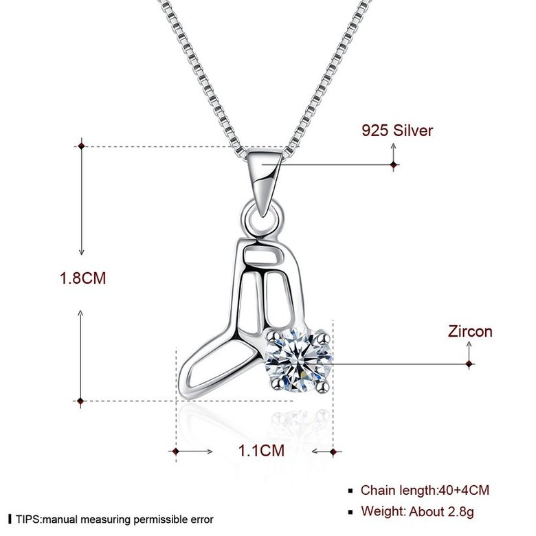 Wholesale Trendy 925 Sterling Silver Geometric CZ Necklace TGSSN049 4