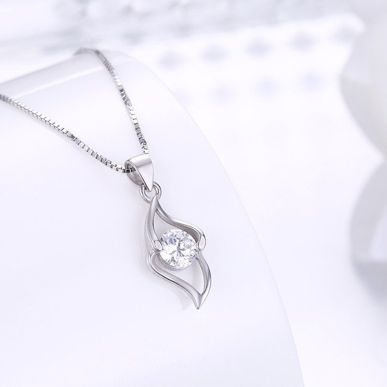 Wholesale Trendy 925 Sterling Silver Geometric CZ Necklace TGSSN050 1