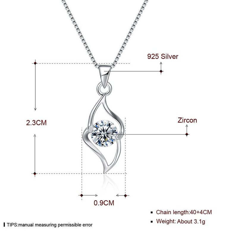 Wholesale Trendy 925 Sterling Silver Geometric CZ Necklace TGSSN050 4