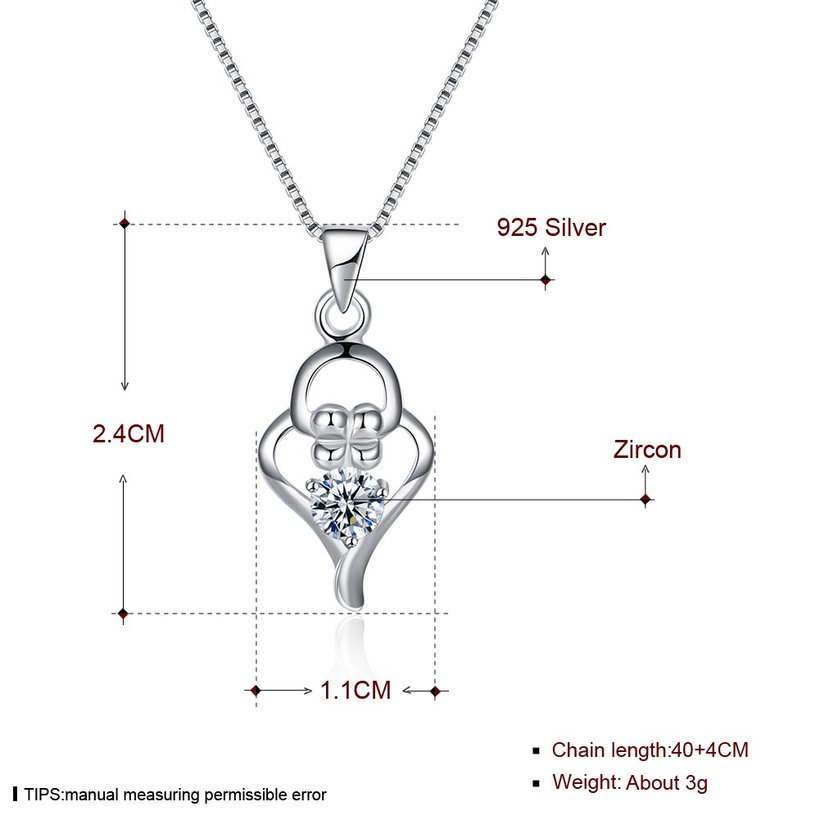 Wholesale Fashion 925 Sterling Silver Geometric CZ Necklace TGSSN051 4