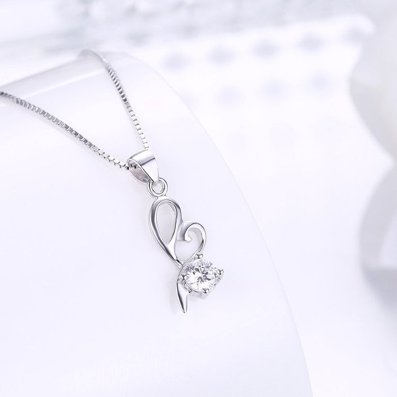 Wholesale Trendy 925 Sterling Silver Geometric CZ Necklace TGSSN052 1