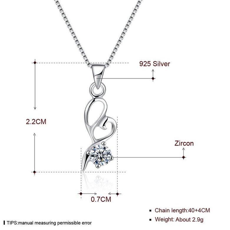Wholesale Trendy 925 Sterling Silver Geometric CZ Necklace TGSSN052 4