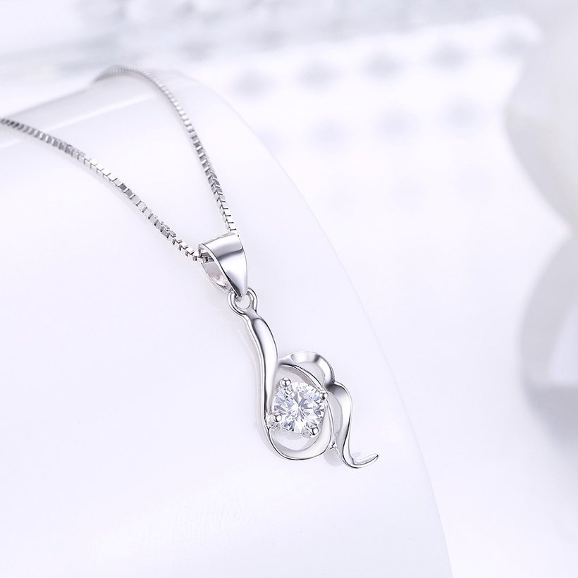Wholesale Trendy 925 Sterling Silver Geometric CZ Necklace TGSSN053 1