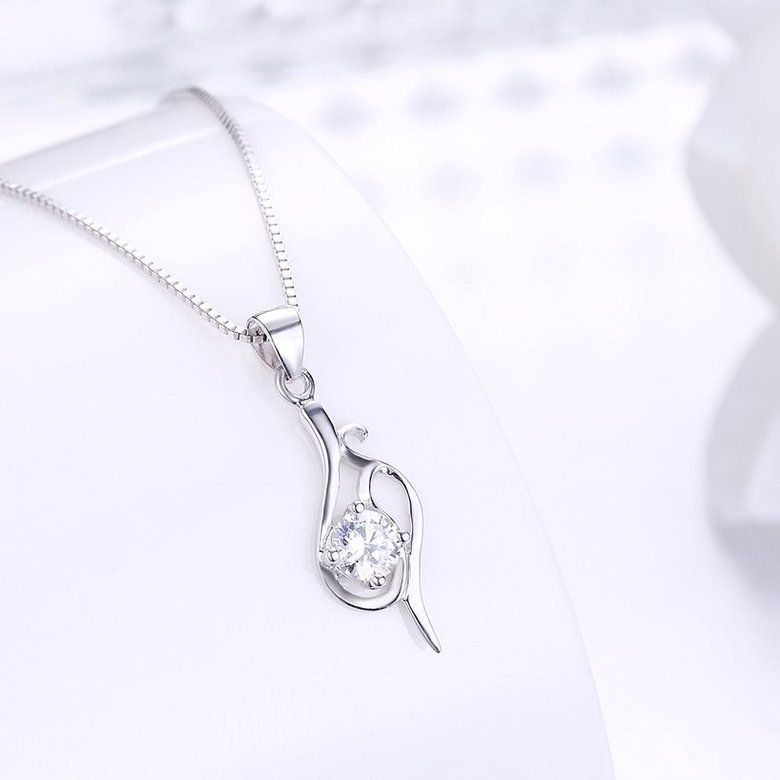 Wholesale Fashion 925 Sterling Silver Geometric CZ Necklace TGSSN054 1