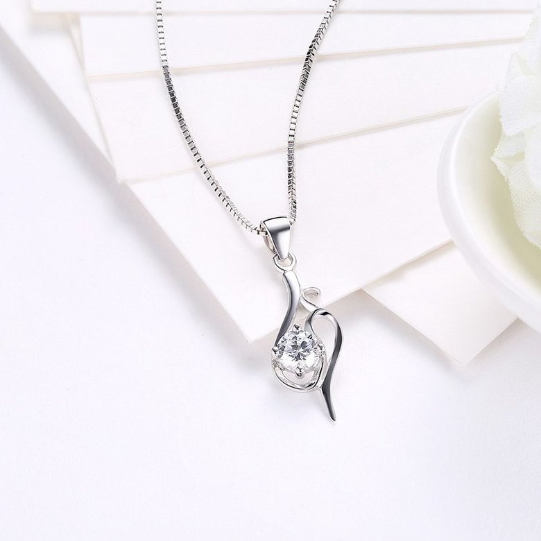 Wholesale Fashion 925 Sterling Silver Geometric CZ Necklace TGSSN054 2