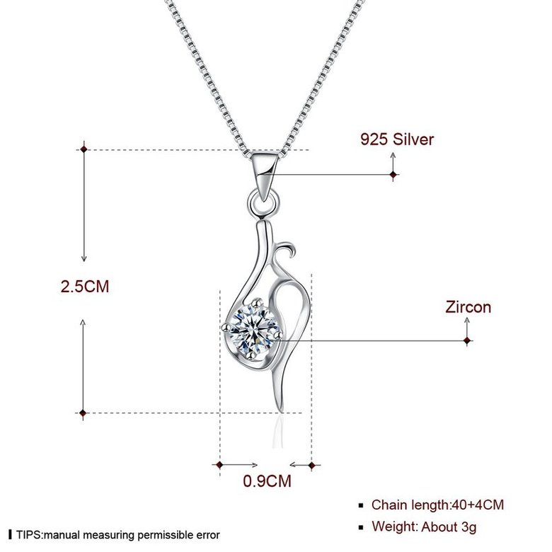 Wholesale Fashion 925 Sterling Silver Geometric CZ Necklace TGSSN054 4