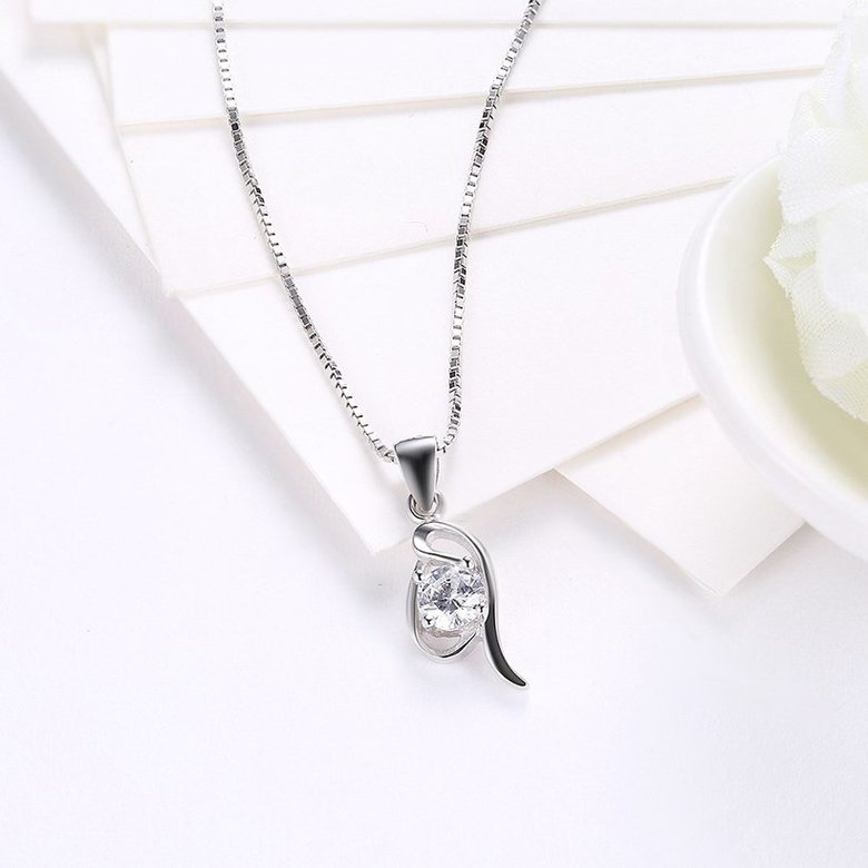 Wholesale Fashion 925 Sterling Silver Geometric CZ Necklace TGSSN055 2