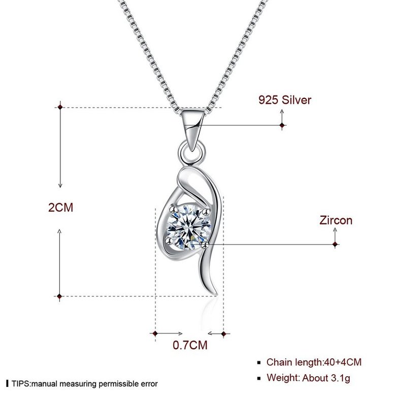 Wholesale Fashion 925 Sterling Silver Geometric CZ Necklace TGSSN055 4