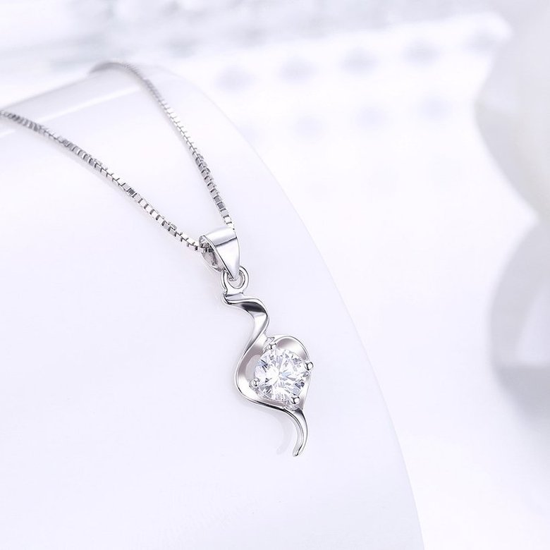 Wholesale Fashion 925 Sterling Silver Geometric CZ Necklace TGSSN057 1