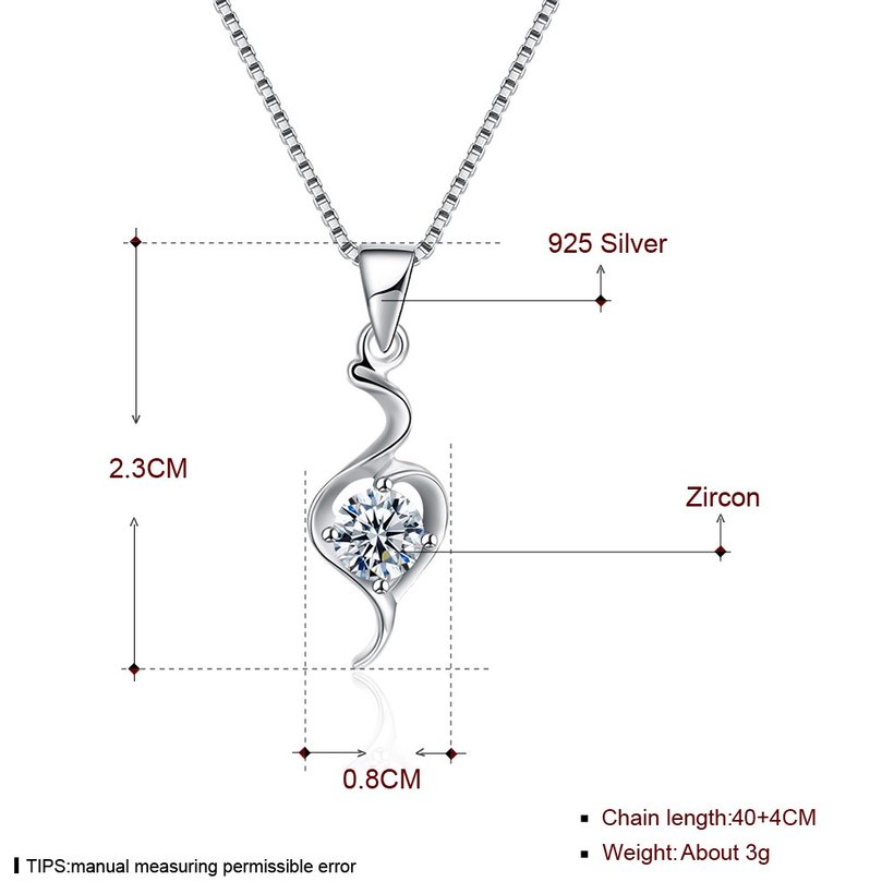 Wholesale Fashion 925 Sterling Silver Geometric CZ Necklace TGSSN057 4