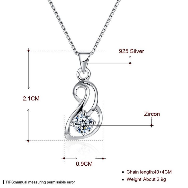 Wholesale Trendy 925 Sterling Silver Geometric CZ Necklace TGSSN058 4